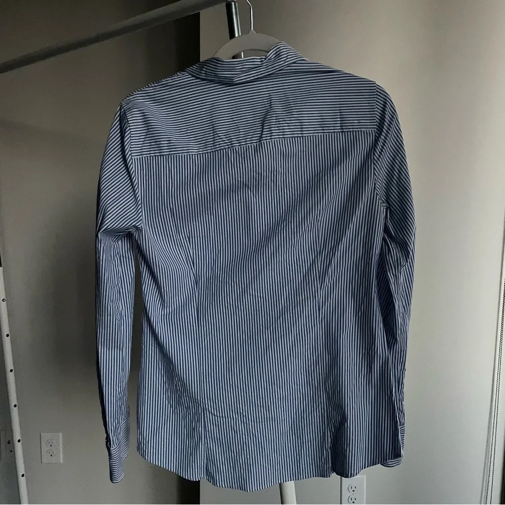 J Crew Navy Striped Button Down Blouse - Picture 4 of 4
